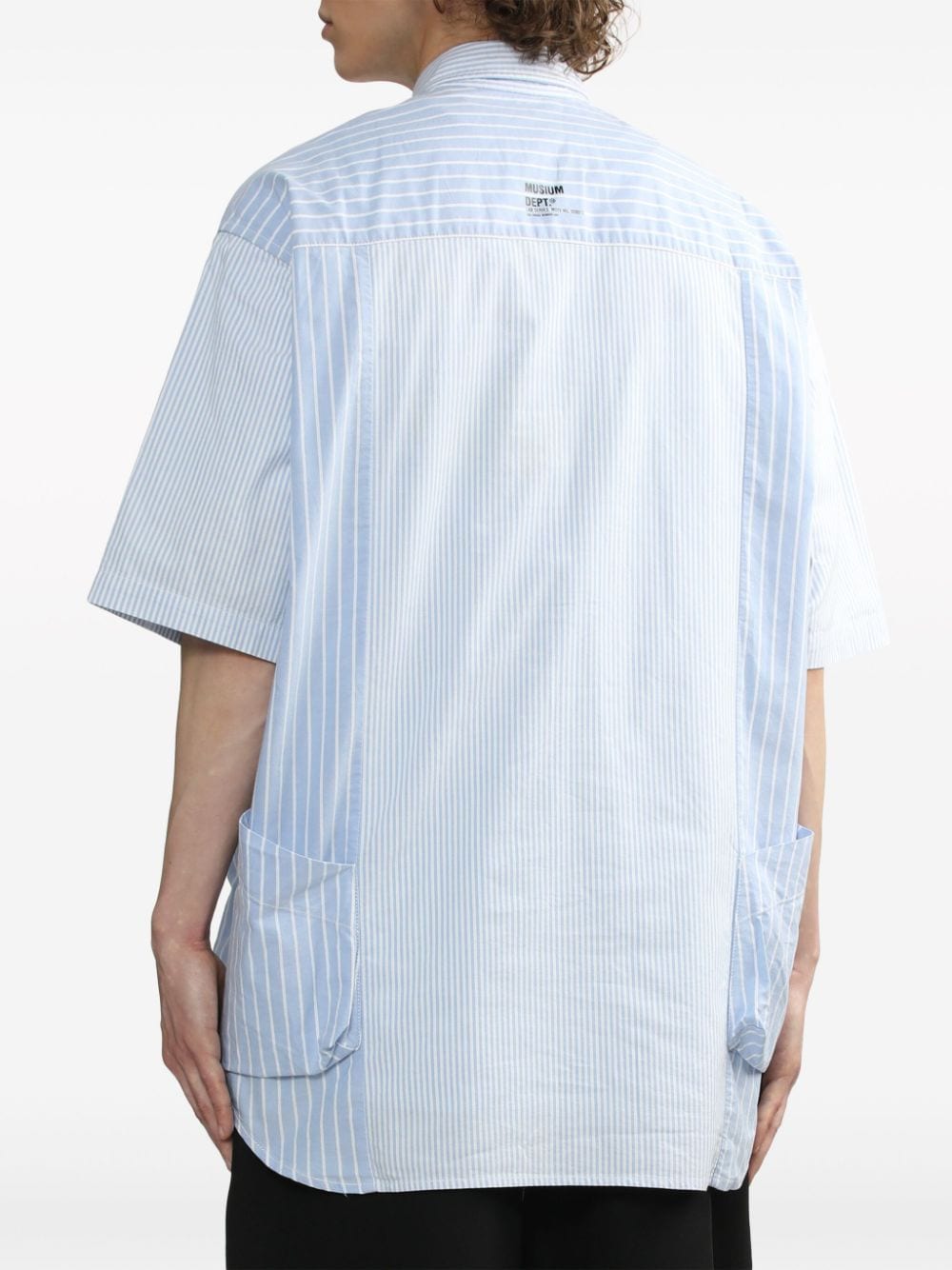Shop Musium Div. Striped Cotton Shirt In Blue