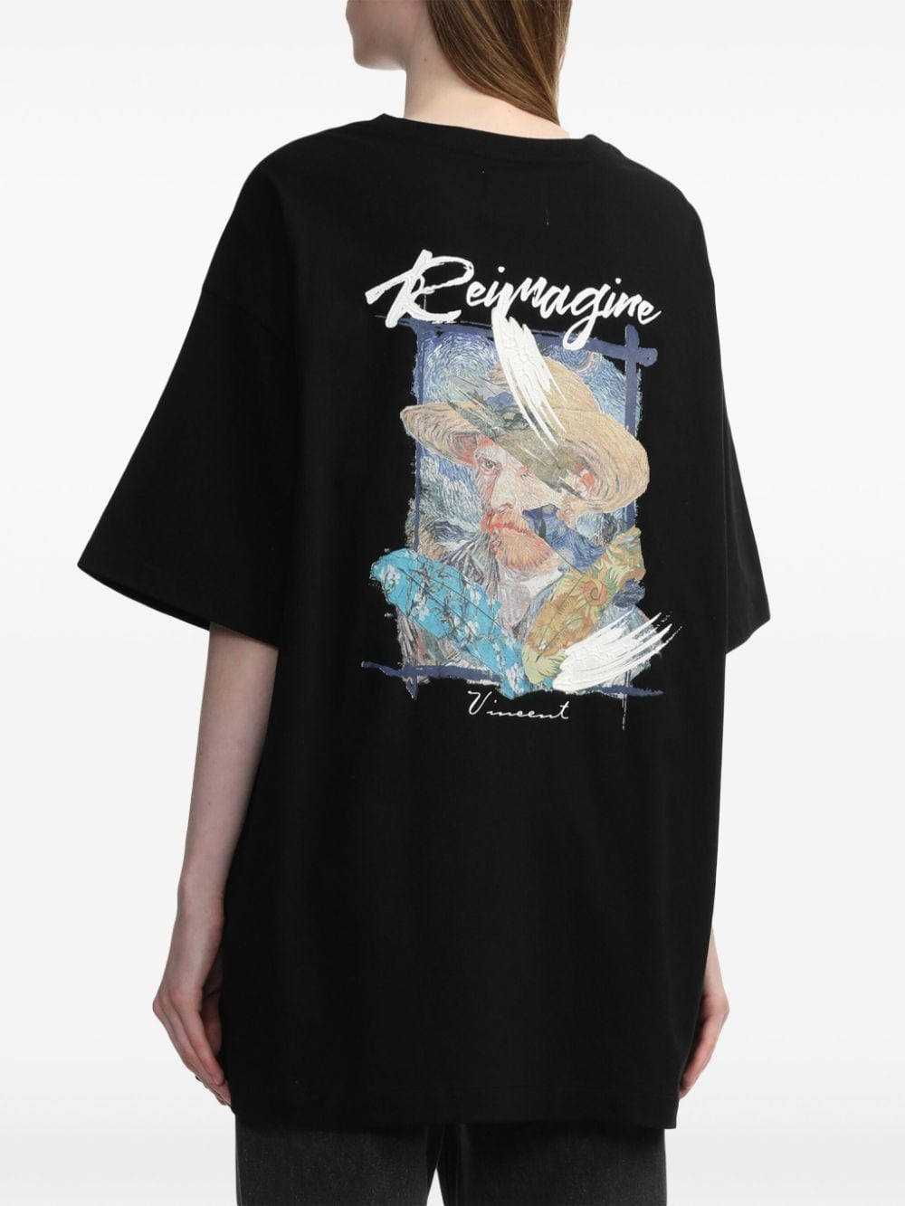 Shop Musium Div. Van Gogh-print Drop-shoulder T-shirt In Black