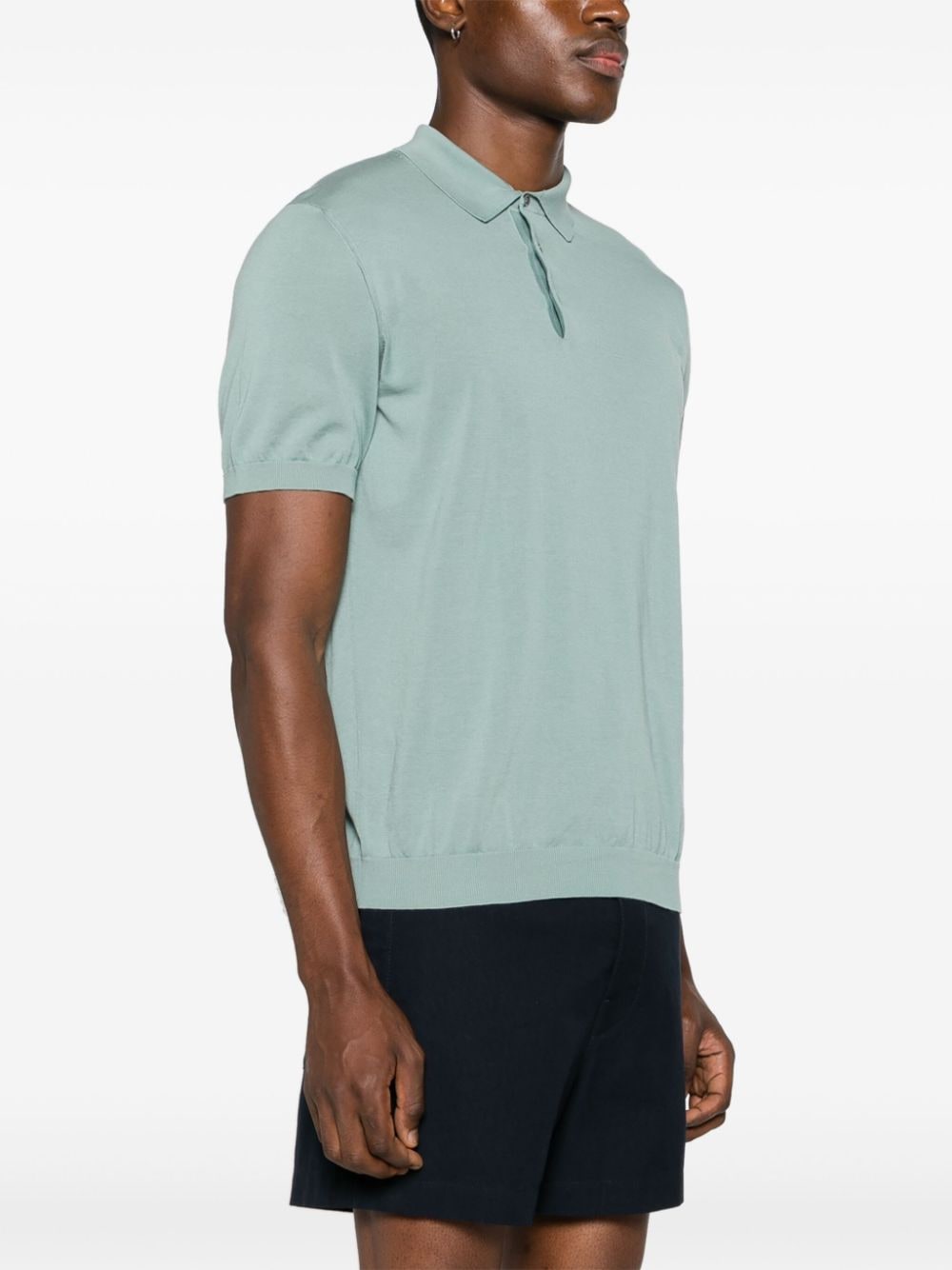 Shop Drumohr Button-up Cotton Polo Shirt In Grün