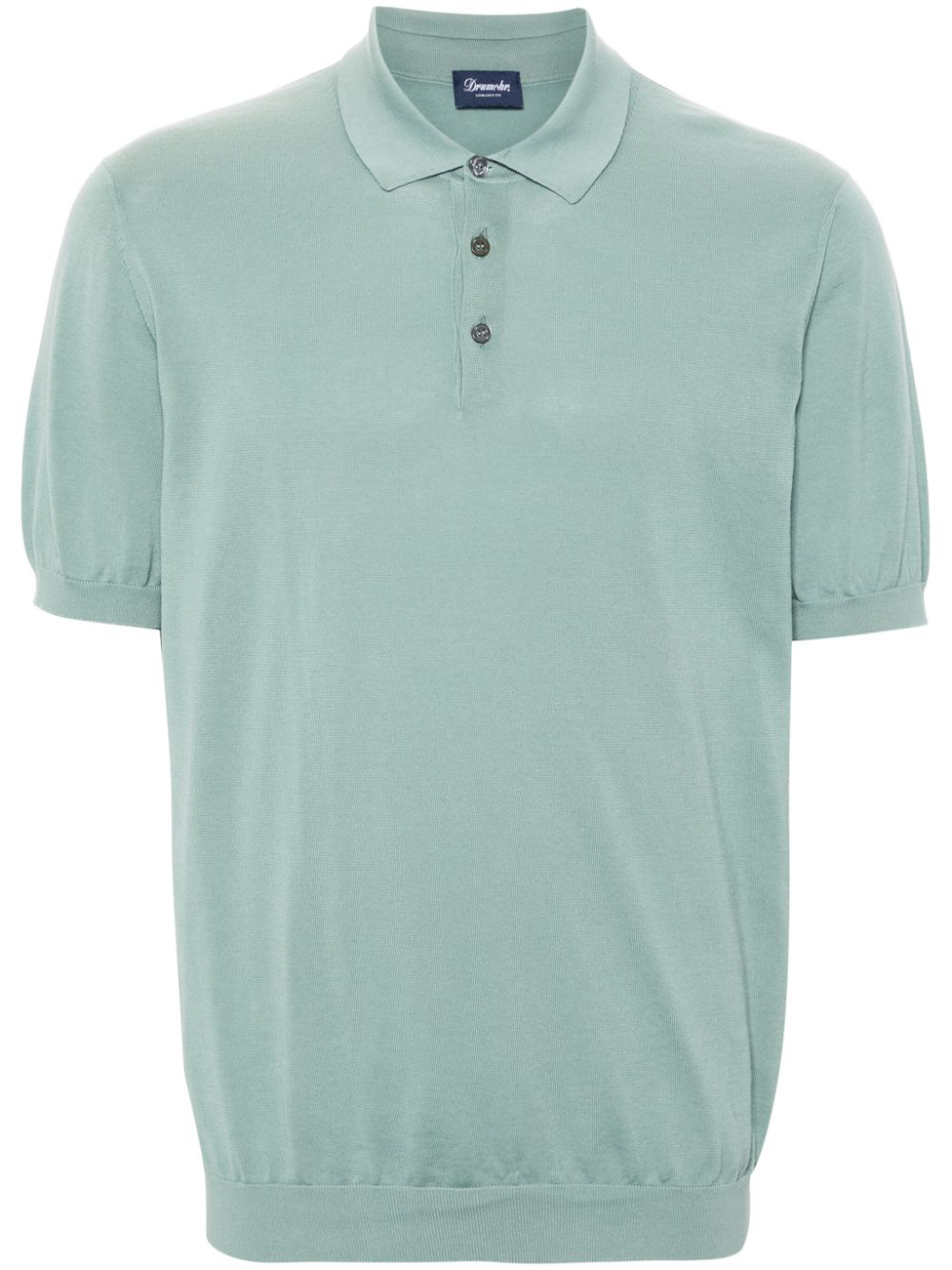 Drumohr Button-up Cotton Polo Shirt In Grün
