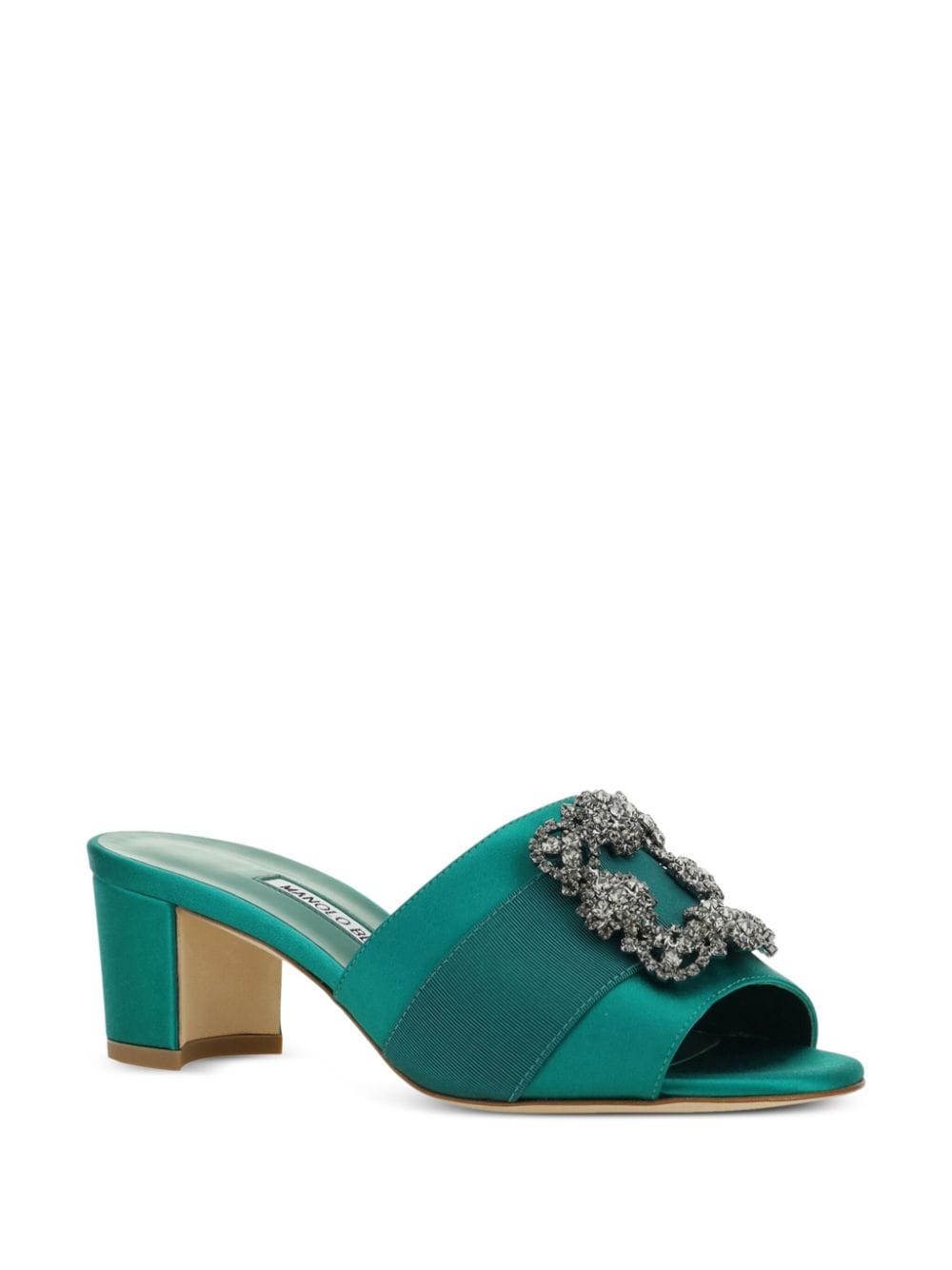 Shop Manolo Blahnik 50mm Martanew Mules In Green