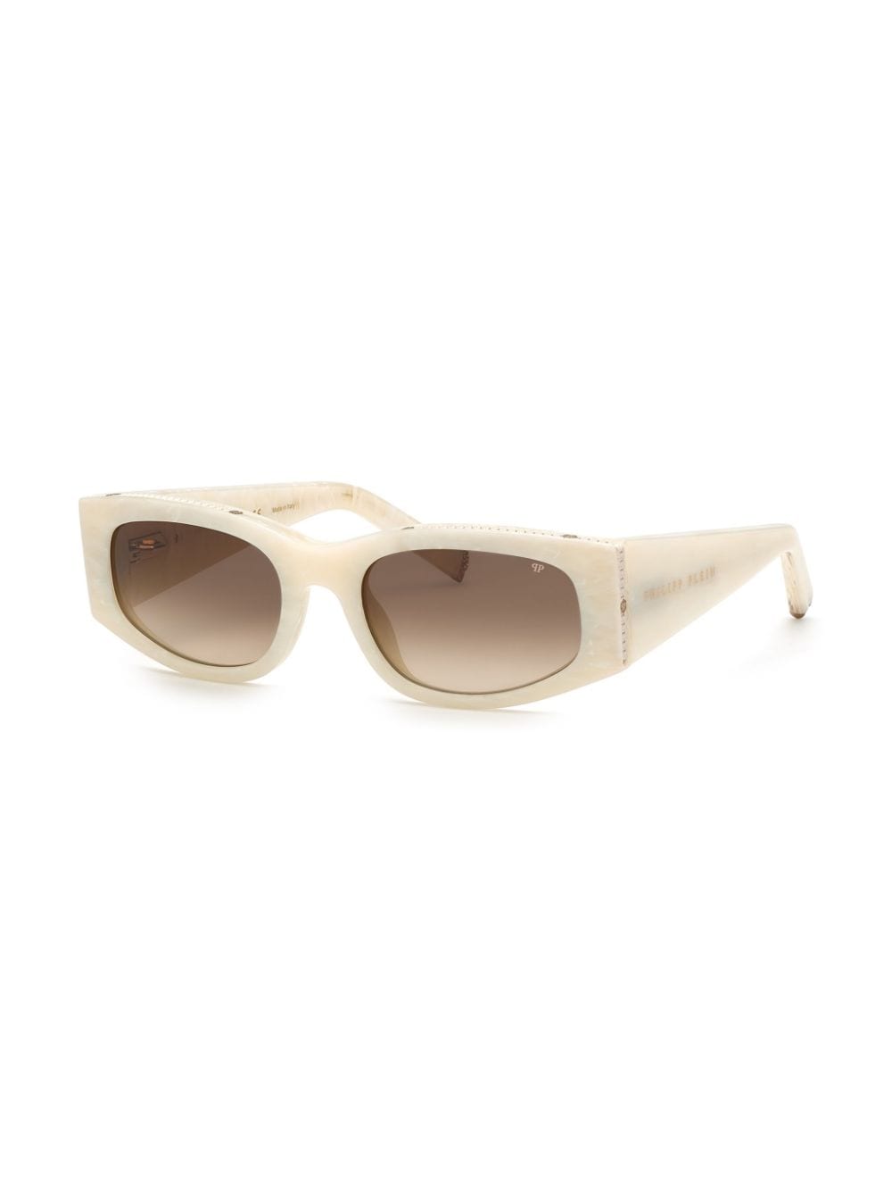 Shop Philipp Plein Round-frame Crystal-embellished Sunglasses In Neutrals