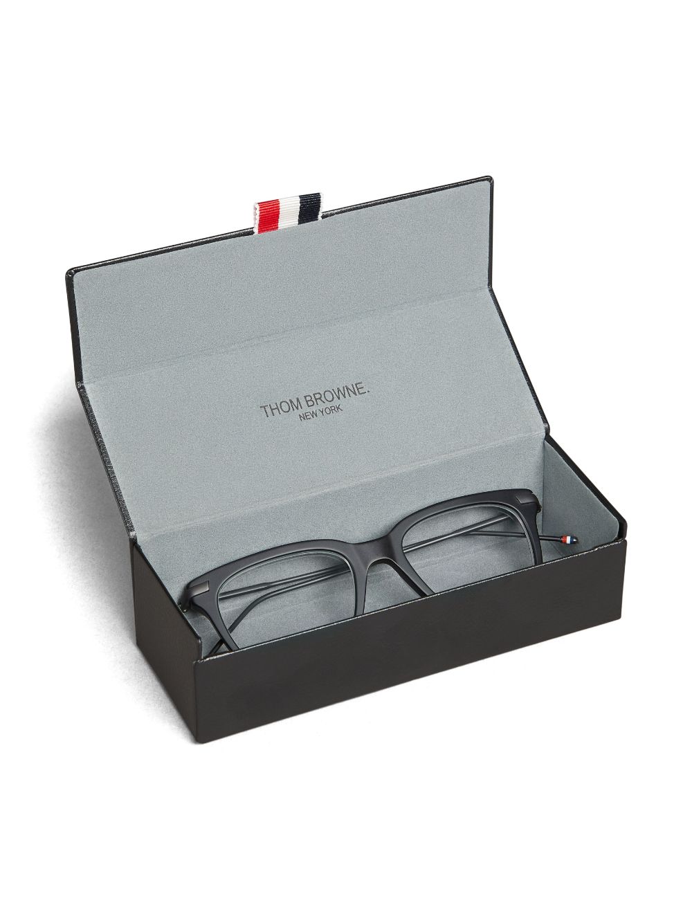 Shop Thom Browne Rectangular-frame Metal Glasses In Black