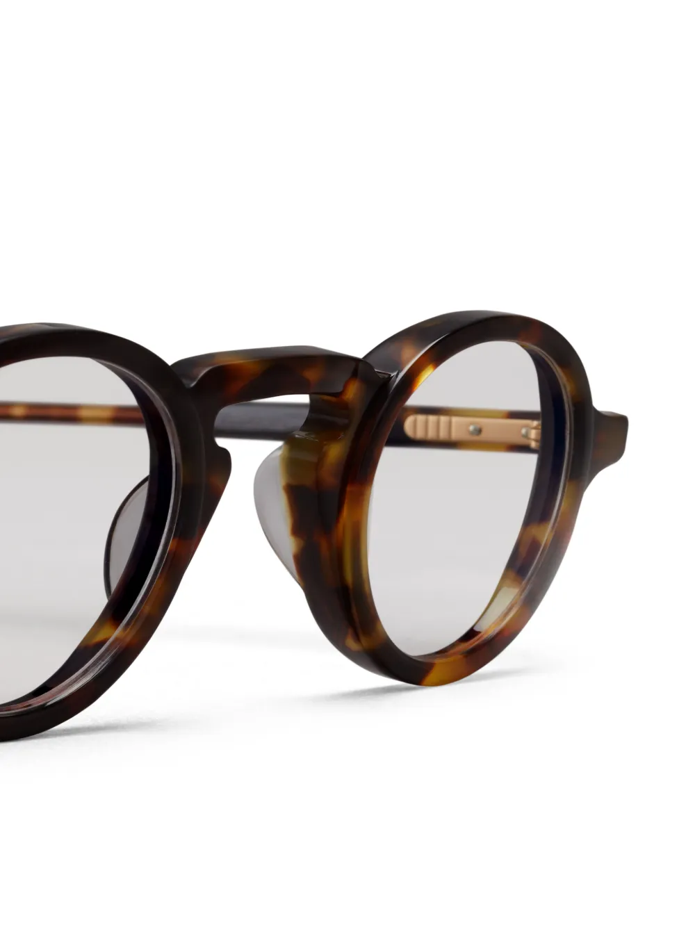 Thom Browne Eyewear Bril met rond montuur en schildpadschild design Bruin