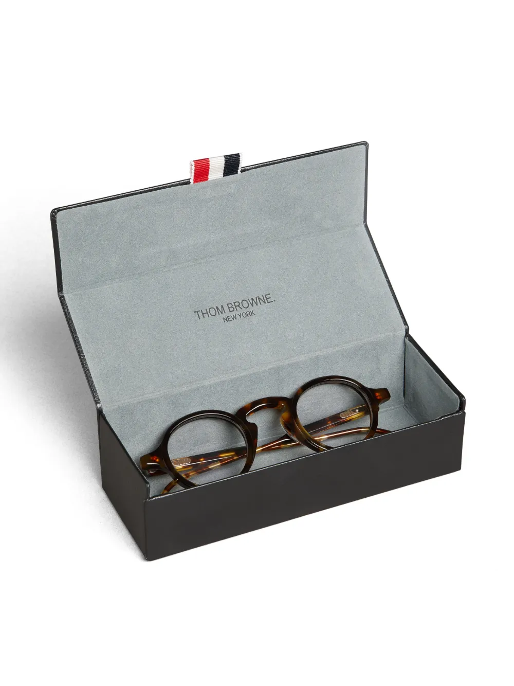 Thom Browne Eyewear Bril met rond montuur en schildpadschild design Bruin