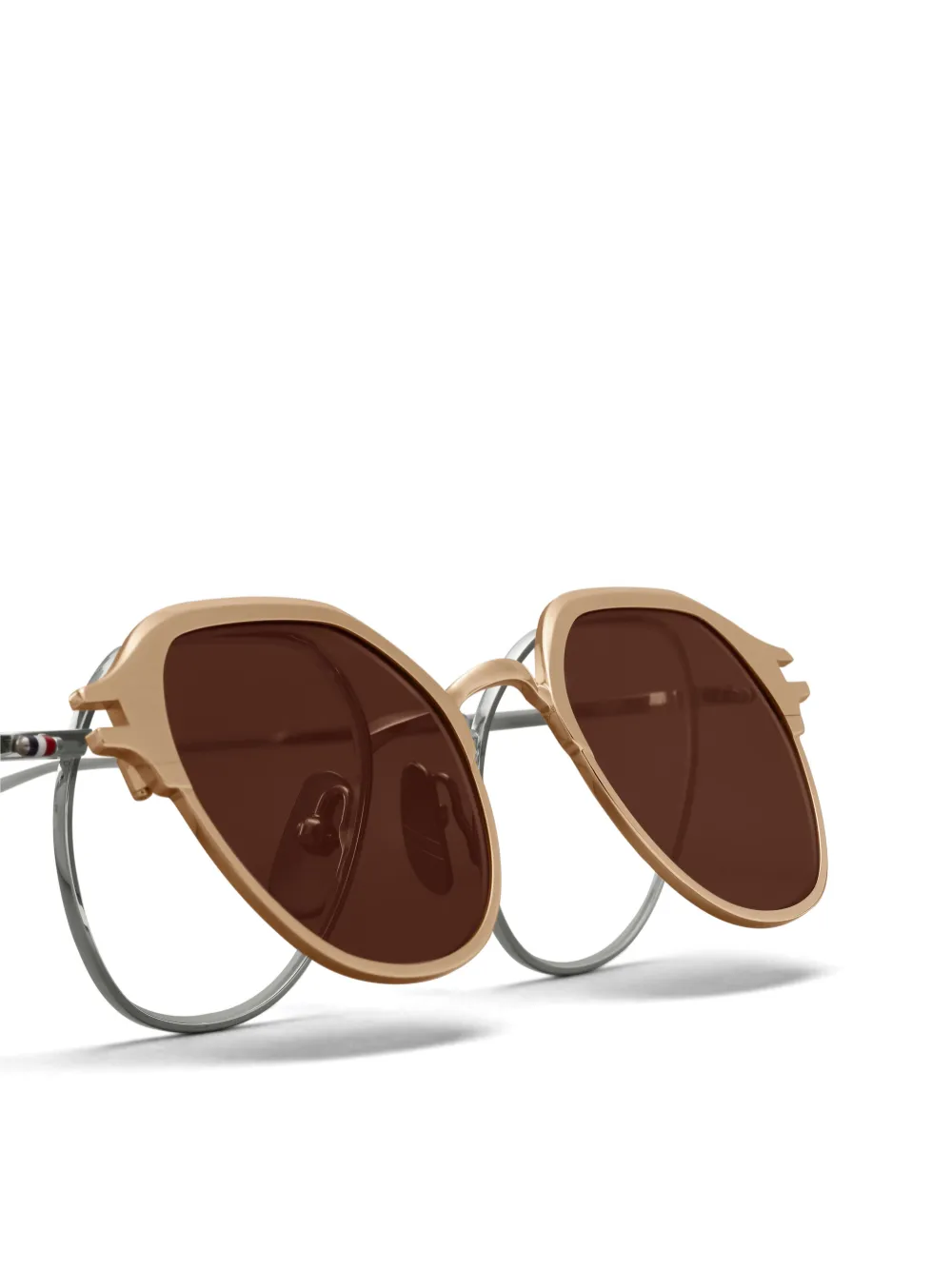 Thom Browne Round-frame Clip-on Sunglasses In Rosa