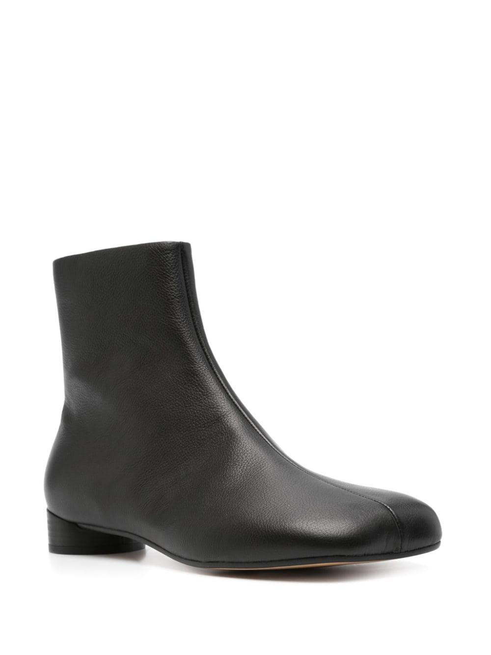 Shop Mm6 Maison Margiela Grained Leather Boots In Black