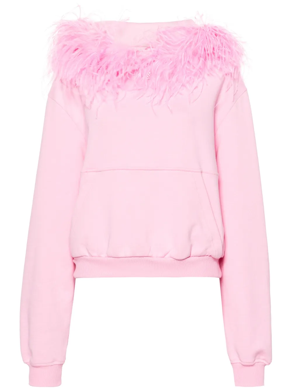 feather-trim cotton hoodie