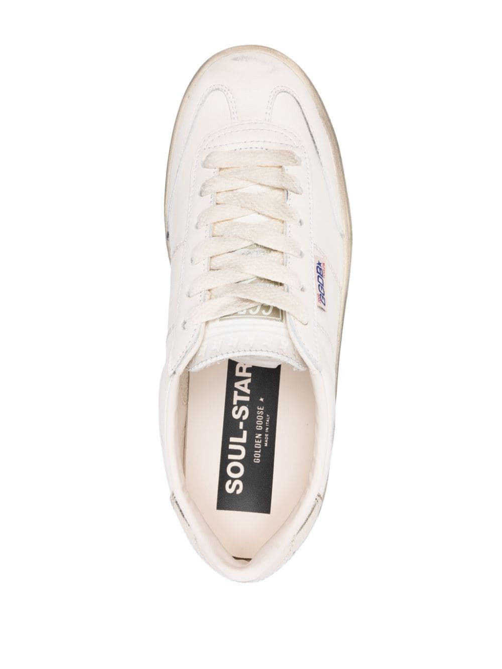 Shop Golden Goose Soul Star Distressed Leather Sneakers In 中性色