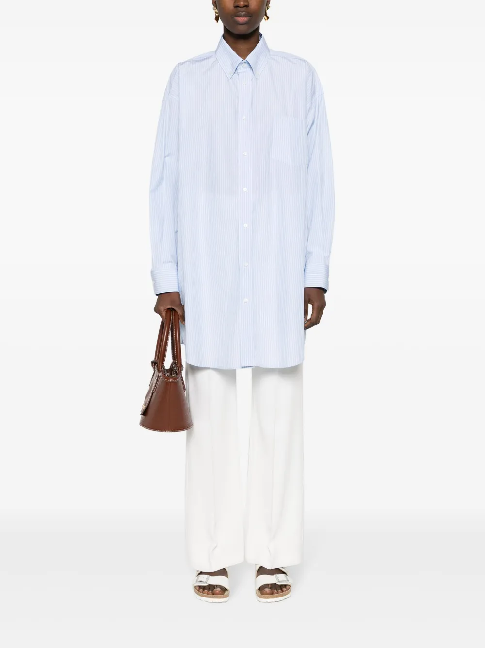 Fabiana Filippi striped poplin shirt - Blauw