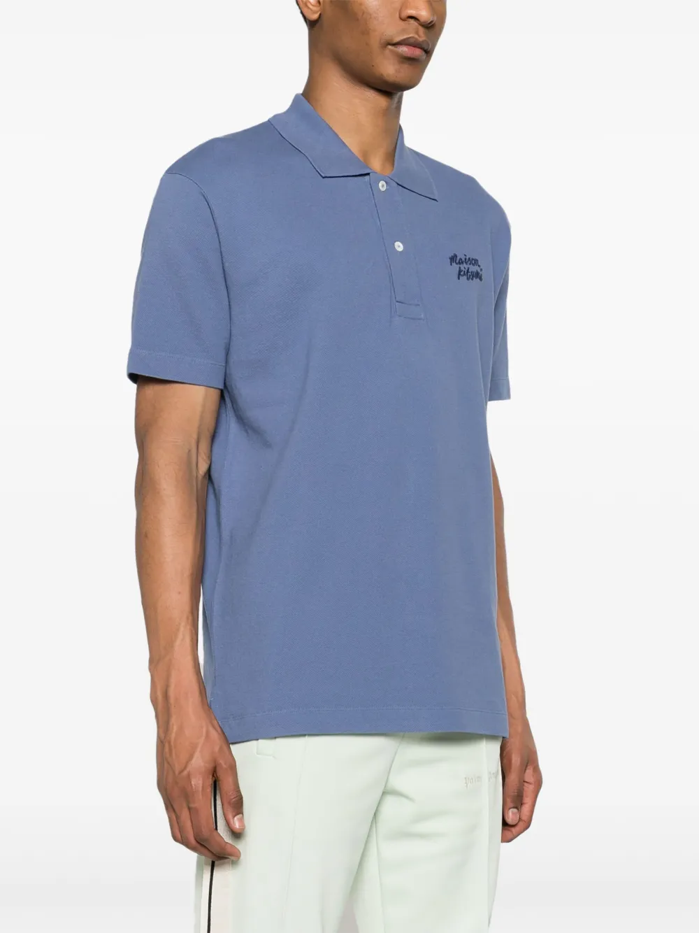 Maison Kitsuné Poloshirt met geborduurd logo Blauw