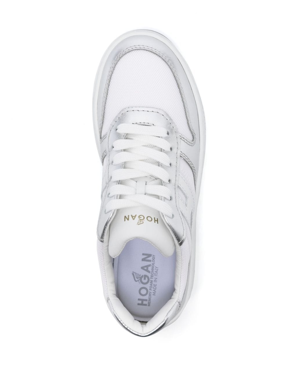 Shop Hogan 630 Metallic-panelled Sneakers In White
