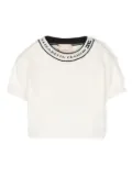 Elisabetta Franchi La Mia Bambina logo-collar knitted T-shirt - Neutrals