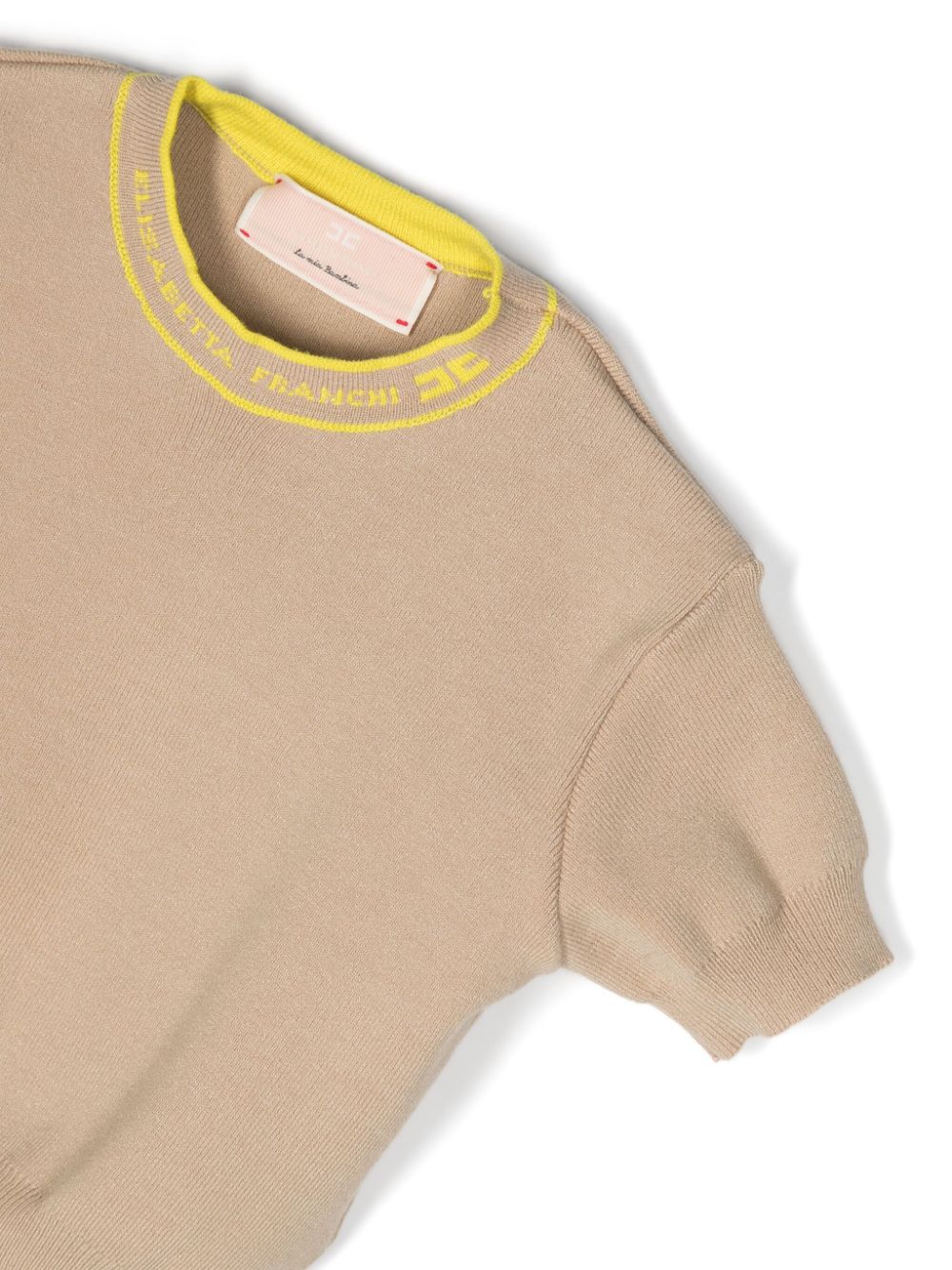 Shop Elisabetta Franchi La Mia Bambina Intarsia-knit-logo Ribbed Jumper In Neutrals