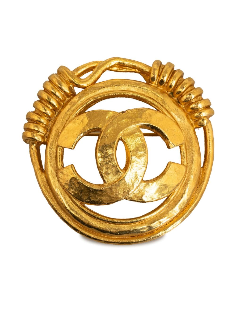 Pre-owned Chanel Cc Gold Plated Brooch In 金色