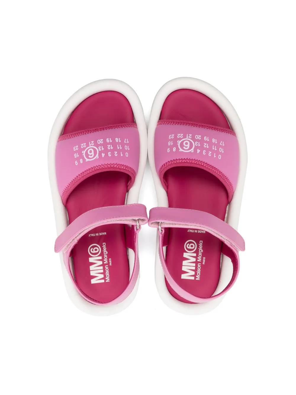 Mm6 Maison Margiela Numbers-print Touch-strap Sandals In Pink