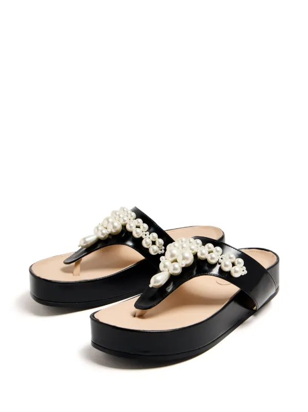 Simone Rocha ビジュートリム レザーサンダル | ブラック | FARFETCH JP