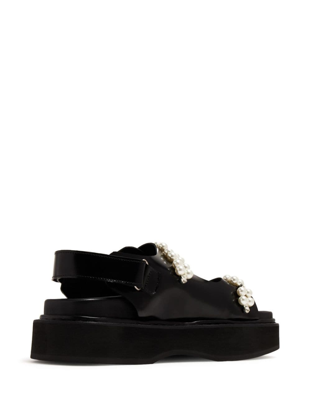 Shop Simone Rocha Buckled Flatform Leather Sandals In Black