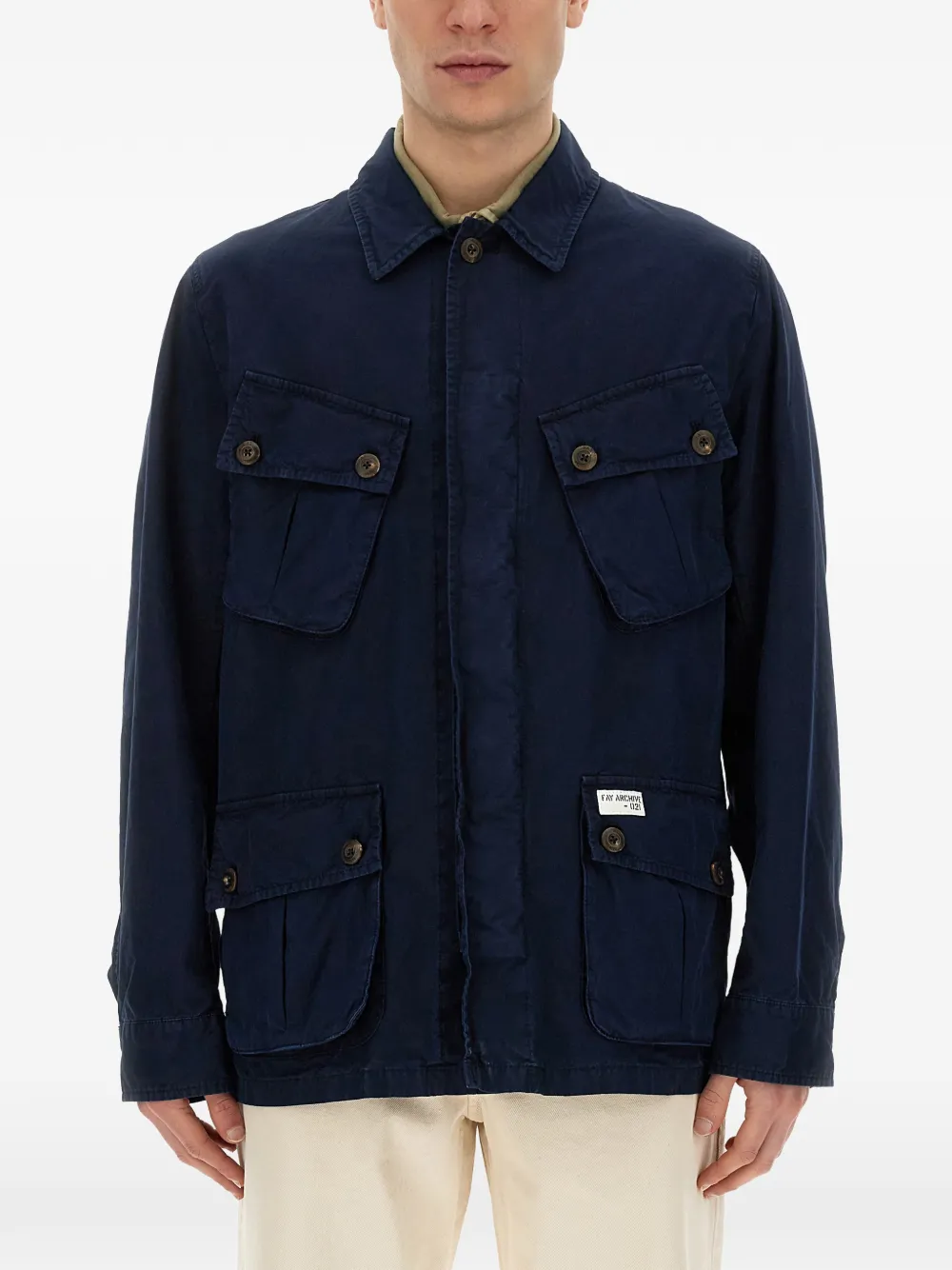 Fay Patch-pocket Shirt Jacket In Blue