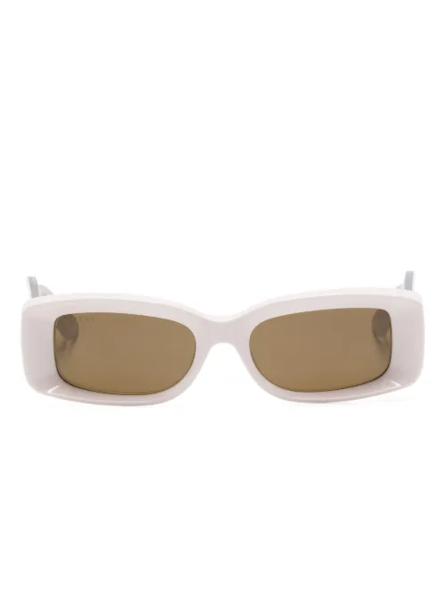 Lunettes de soleil rectangulaires à logo gravé - Gucci Eyewear - Modalova