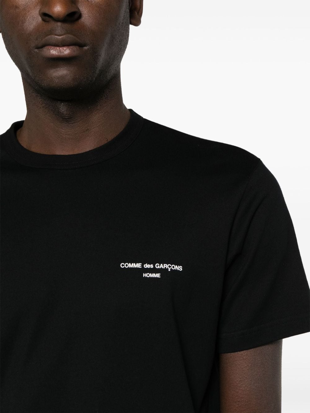 Shop Comme Des Garçons Homme Deux Logo-print Cotton T-shirt In Black