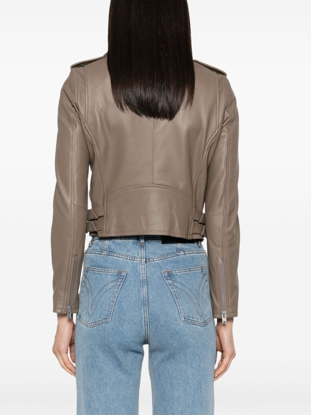 Shop Iro Leather Biker Jacket In Neutrals