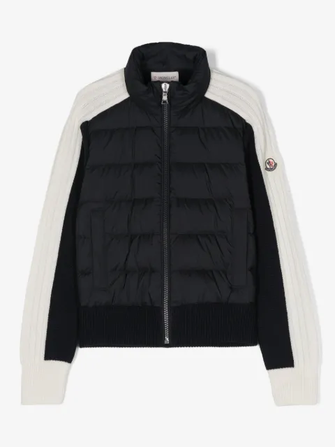 Moncler Enfant chamarra tejida con cuello capitonado