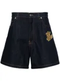 Off-White logo-patch cotton denim shorts - Blue