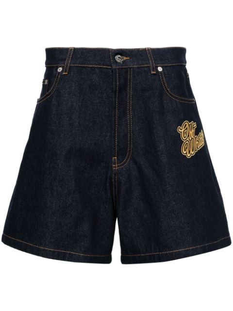 Off-White logo-patch cotton denim shorts