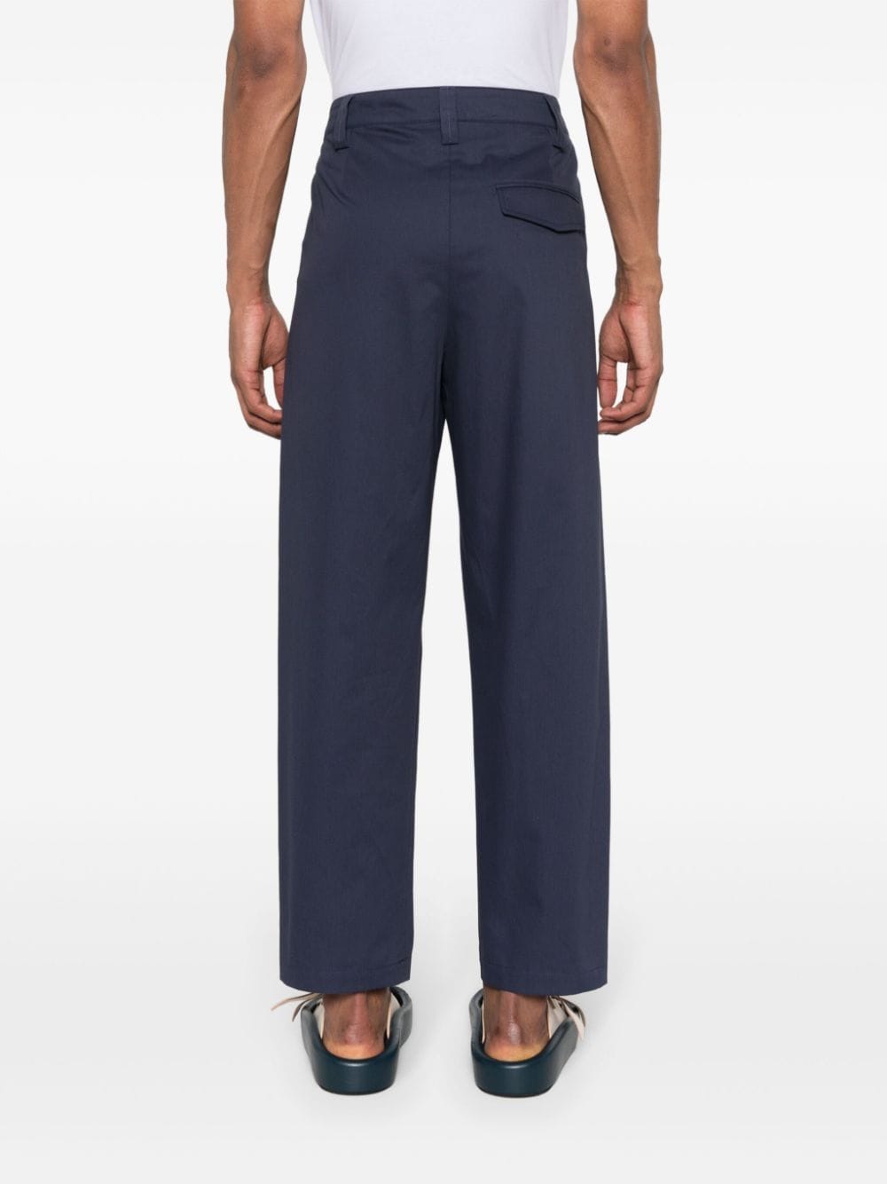 Shop Apc Gabardine Pleated Tapered Trousers In Blue