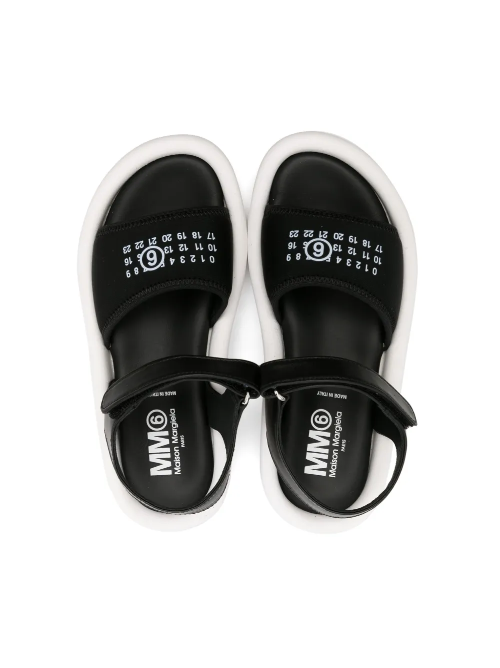 Mm6 Maison Margiela Numbers-print Touch-strap Sandals In Black