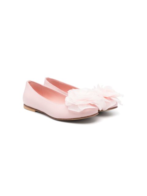 Andrea Montelpare floral-appliqué leather ballerina shoes