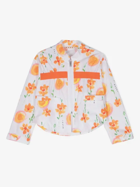Marni Kids floral-print cotton shirt jacket