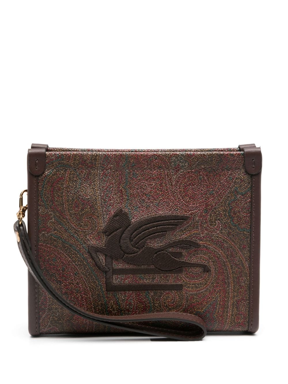 Etro Pegaso-motif Makeup Bag In Brown