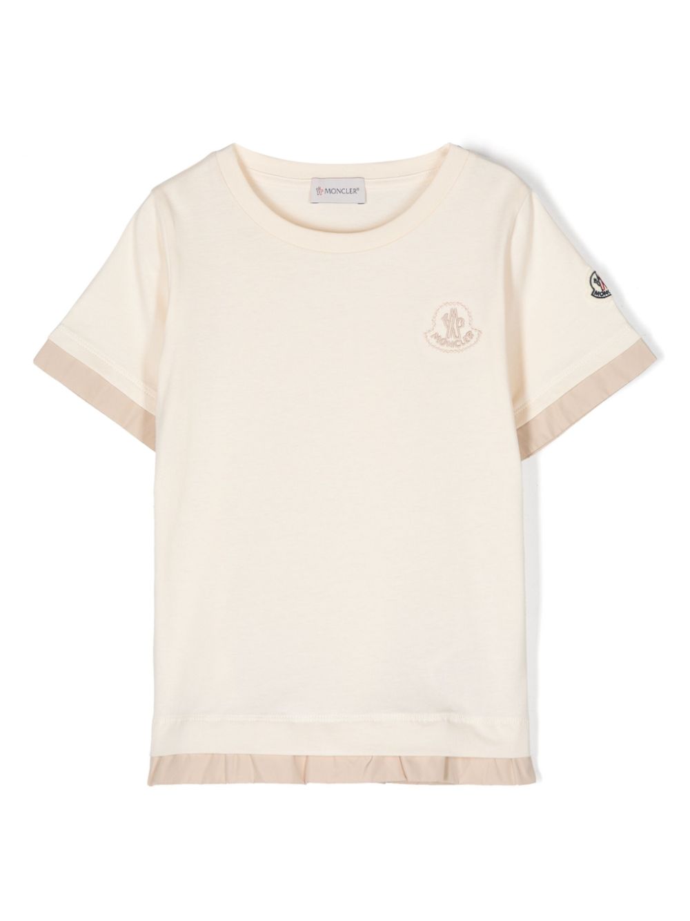 Moncler Enfant T-shirt met geborduurd logo Beige