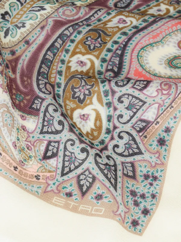 Écharpe Etro Grand Modèle - 260 Cm X 68 Cm, En Coton, Viscose Et Soie, Occasion Rose
