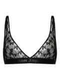 Palm Angels logo-jacquard lace bra - Black