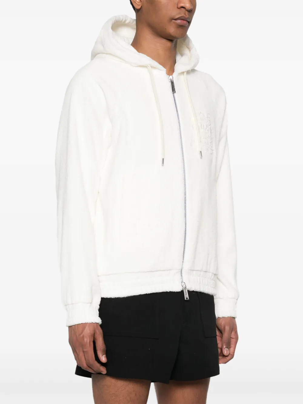 Shop Dsquared2 Logo-embroidered Terry-cloth Jacket In White