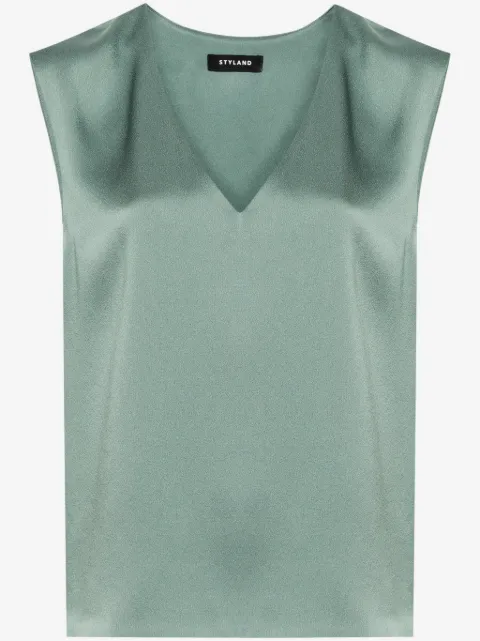 STYLAND V-neck sleeveless satin blouse