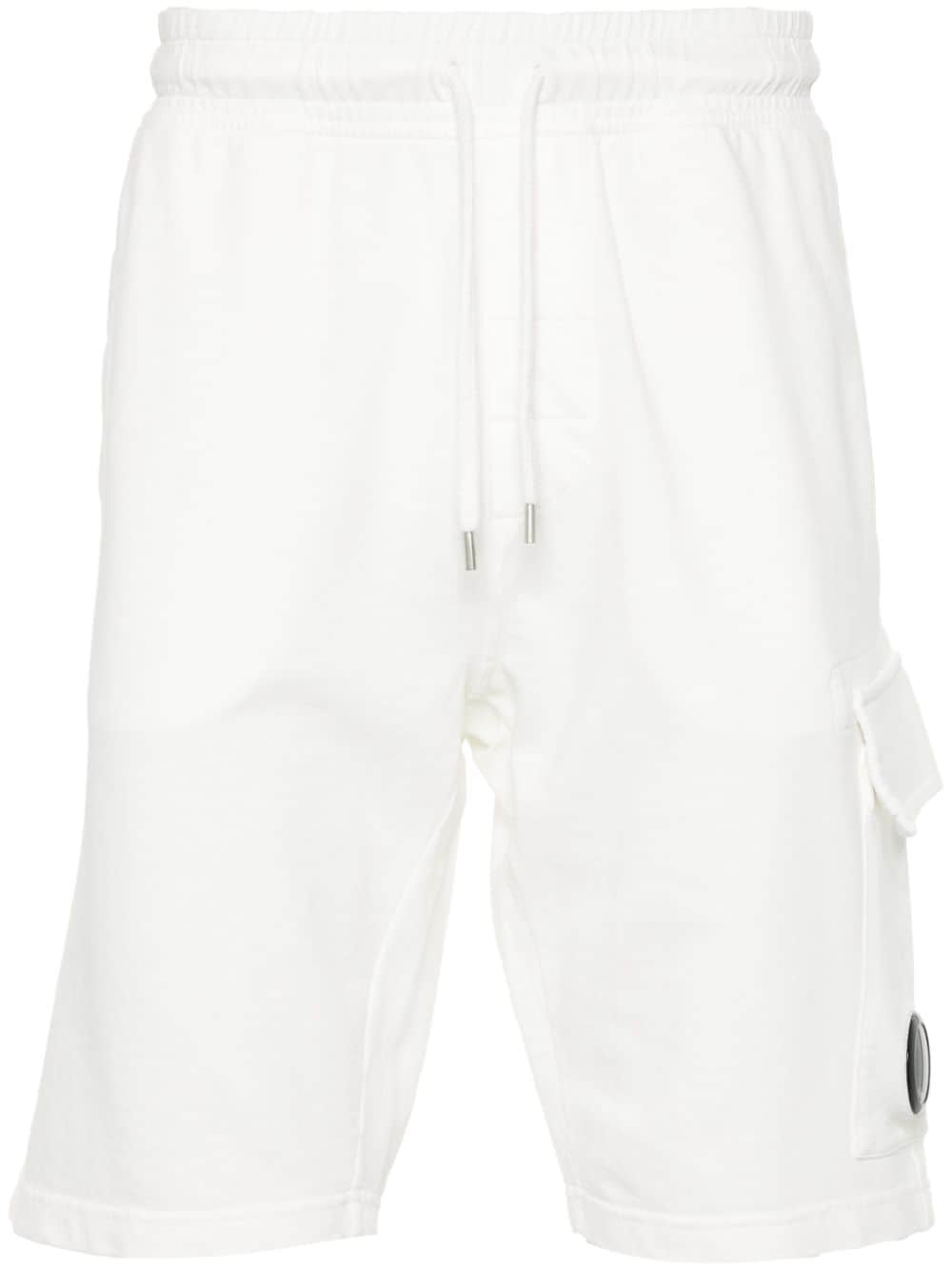 C.p. Company Lens-detail Cotton Shorts In White