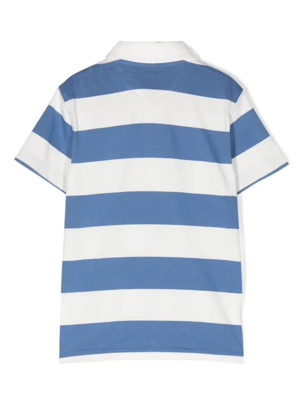 Polo by Ralph Lauren ブルーストライプ×ポニー柄　W40 POLO RALPH LAUREN KIDS Pony-embroidered Striped Polo Shirt