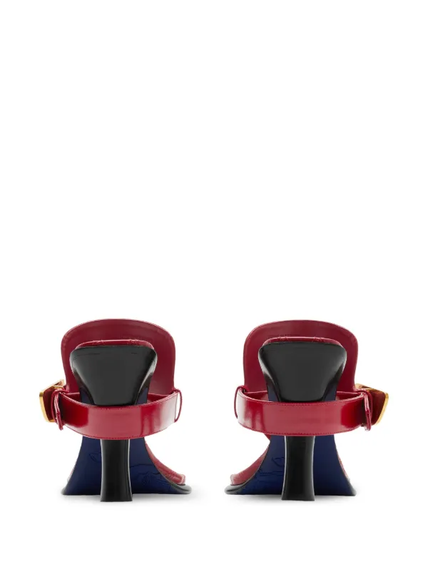 Burberry Bay Leather Sandals | Red | FARFETCH