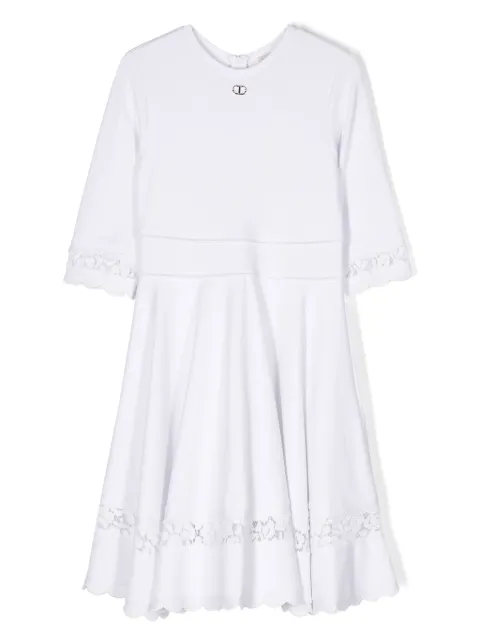 TWINSET Kids logo-plaque long-sleeve dress