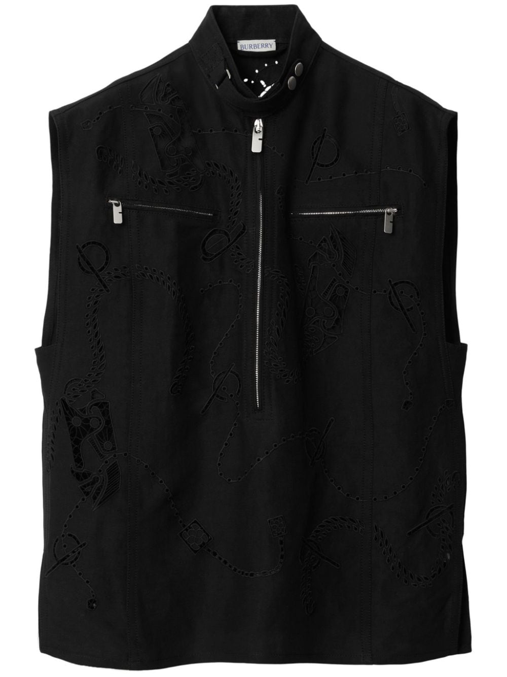 Shop Burberry Broderie Anglaise Canvas Vest In Black