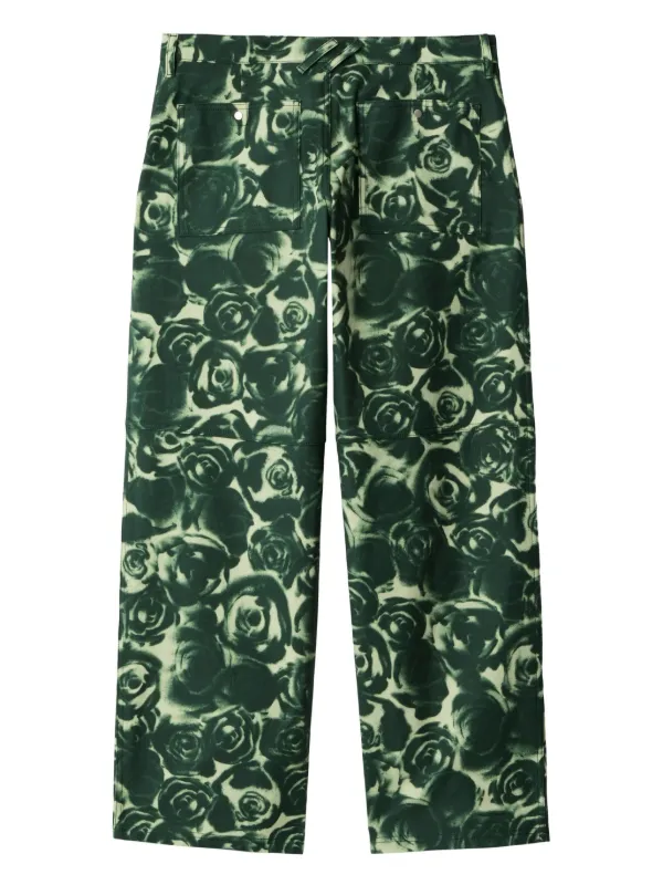 Burberry rose-print Trousers | Green | FARFETCH AZ