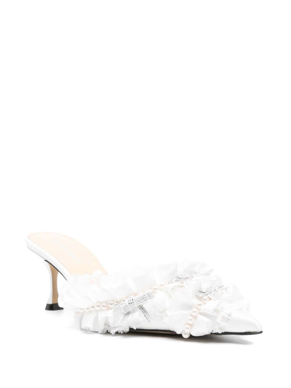 Shop Mach & Mach Beauty Of Antoinette 65mm Mules In White