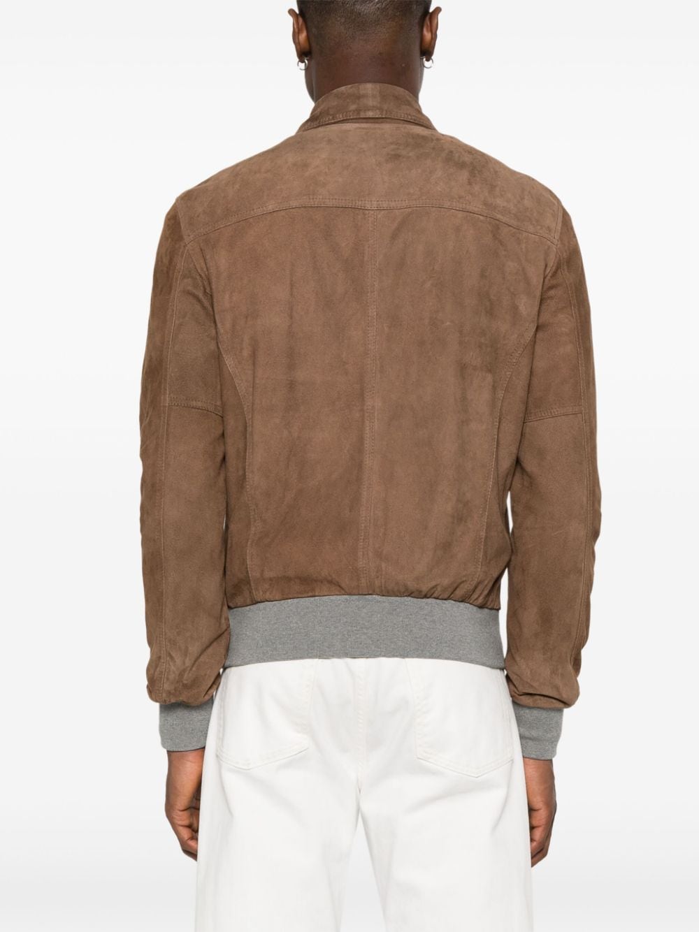Shop Barba Suede Leather Jacket In Brown