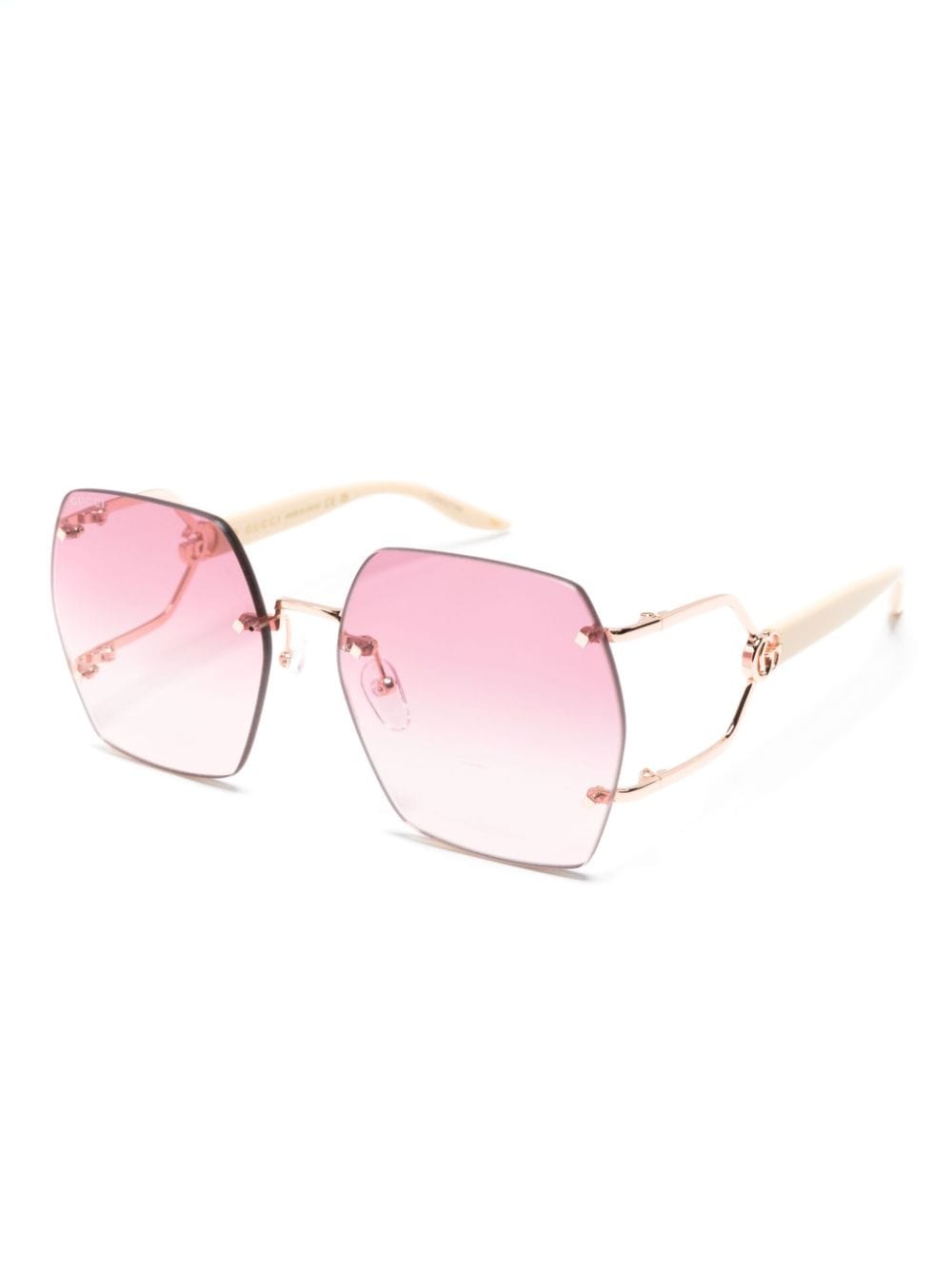 Gucci Eyewear Double G zonnebril met geometrisch montuur - Beige