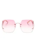 Gucci Eyewear Double G geometric-frame sunglasses - Neutrals