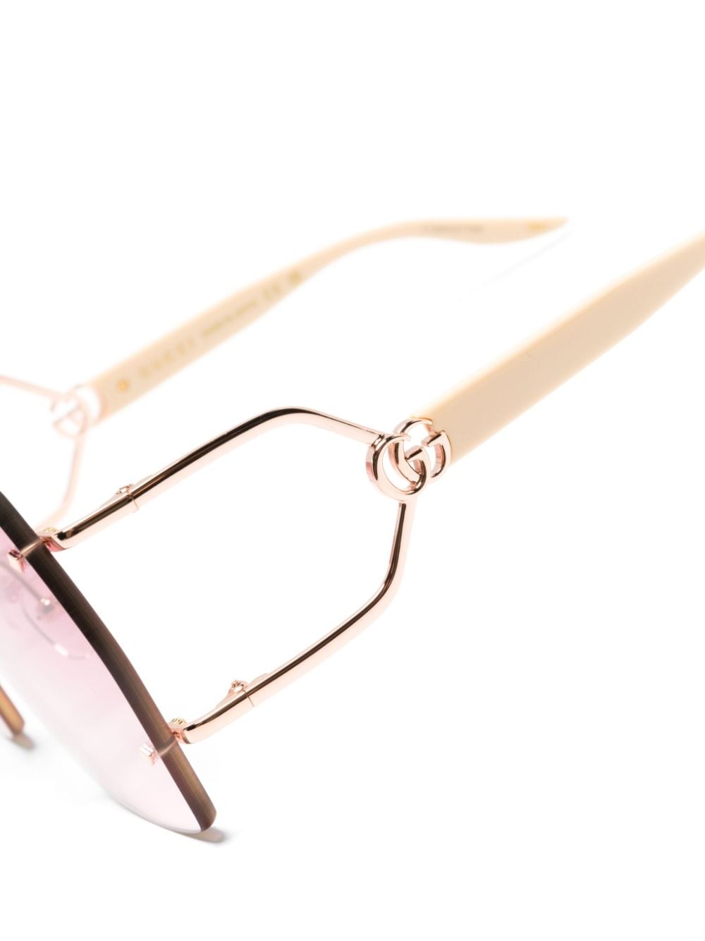 Gucci Eyewear Double G zonnebril met geometrisch montuur Beige